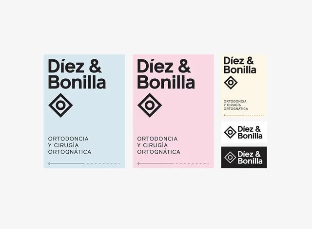 Diez & Bonilla Orthodontics Identity System, minimal, corporate-clean, high-contrast