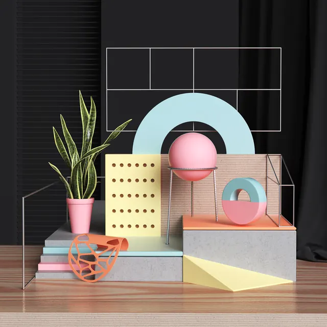 Geometric Abstract Composition, minimal, geometric, vibrant