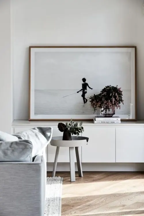 Minimalist Interior Mockup with Framed Art, minimal, luxury, monochrome