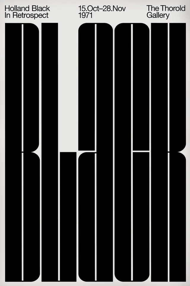 Holland Black in Rethropect Exhibition Poster, minimal, swiss, high-contrast