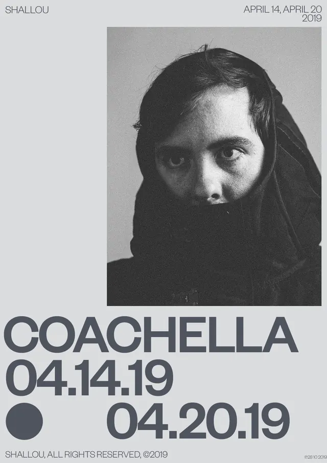 Coachella 2019 Event Poster, minimal, monochrome, monochrome