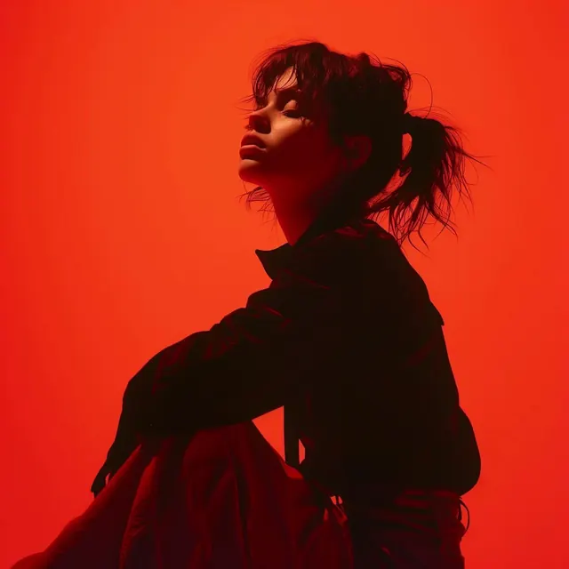 Red Toned Portrait, photographic, minimal, vibrant