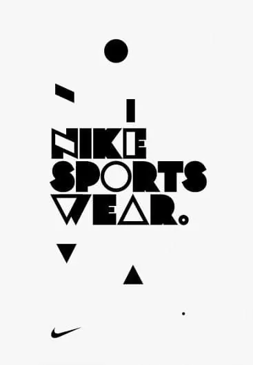 Nike Sportswear Typographic Composition, brutalist, neo-brutalist, monochrome