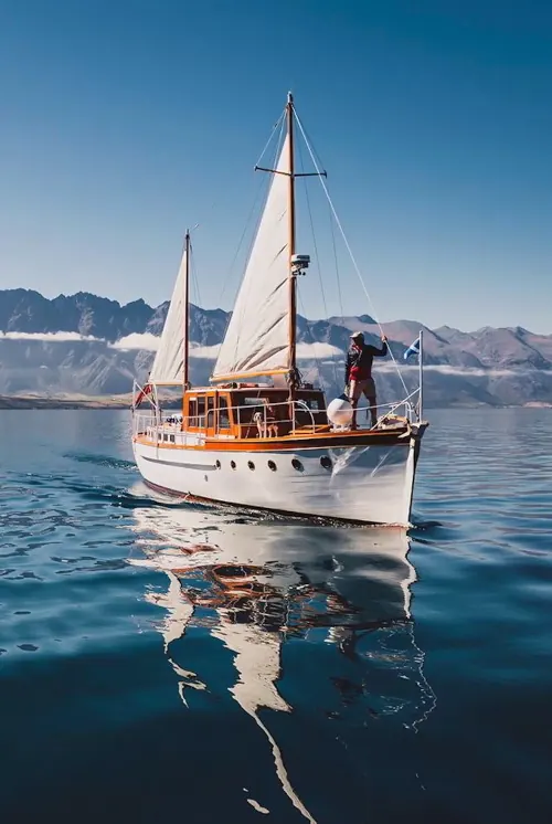 Sailboat on Calm Water, photographic, organic, cool