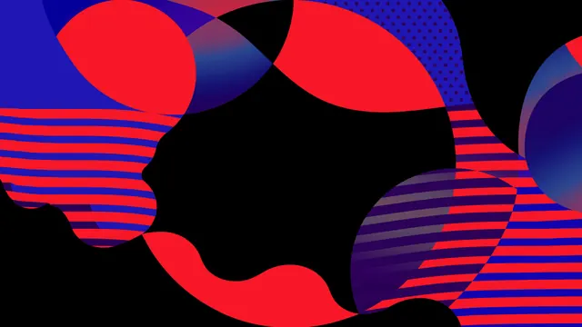 Abstract Geometric Shapes with Stripes, geometric, abstract, vibrant