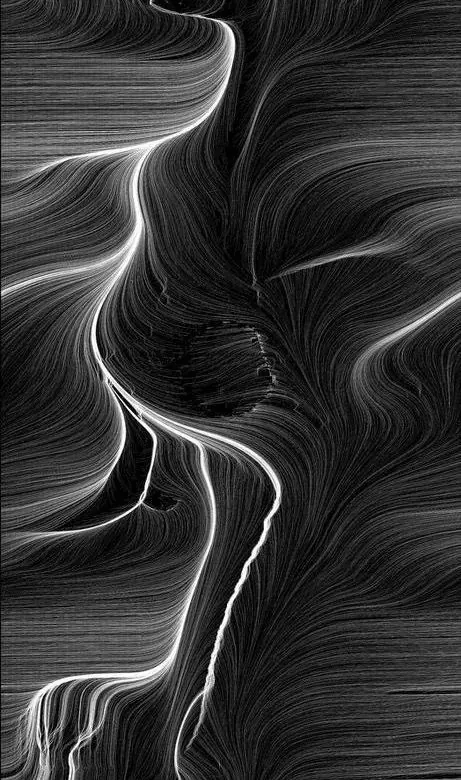 Abstract Flowing Line Art, minimal, monochrome, monochrome
