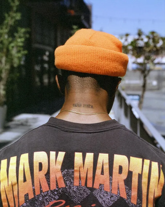 Streetwear Mockup with Beanie and Graphic Tee, photographic, vibrant