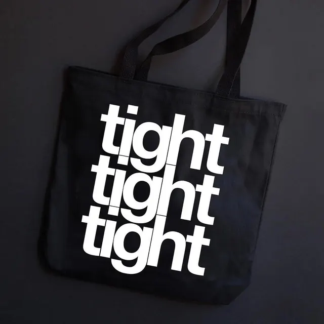 Tight Wordmark Tote Bag Mockup, minimal, brutalist, high-contrast