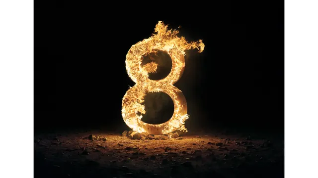Glowing Number 8, dark-mode, 3d-render, dark