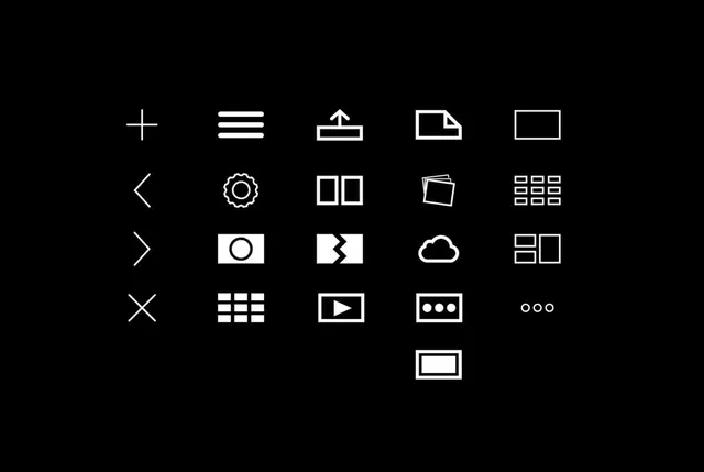 Minimalist Iconography Grid, minimal, monochrome, high-contrast
