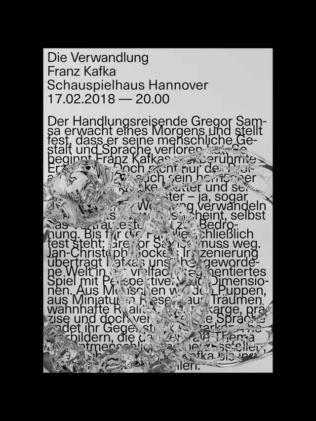 Die Verwandlung Theater Poster, brutalist, monochrome, monochrome