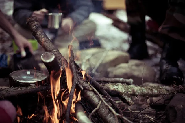 Campfire Scene, photographic, organic, warm