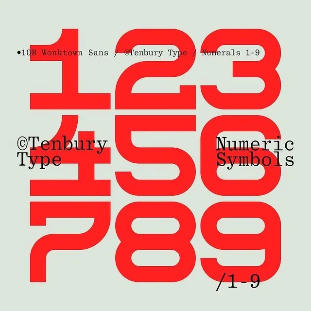 Denberry Type Numeric Symbols Specimen, minimal, swiss, high-contrast