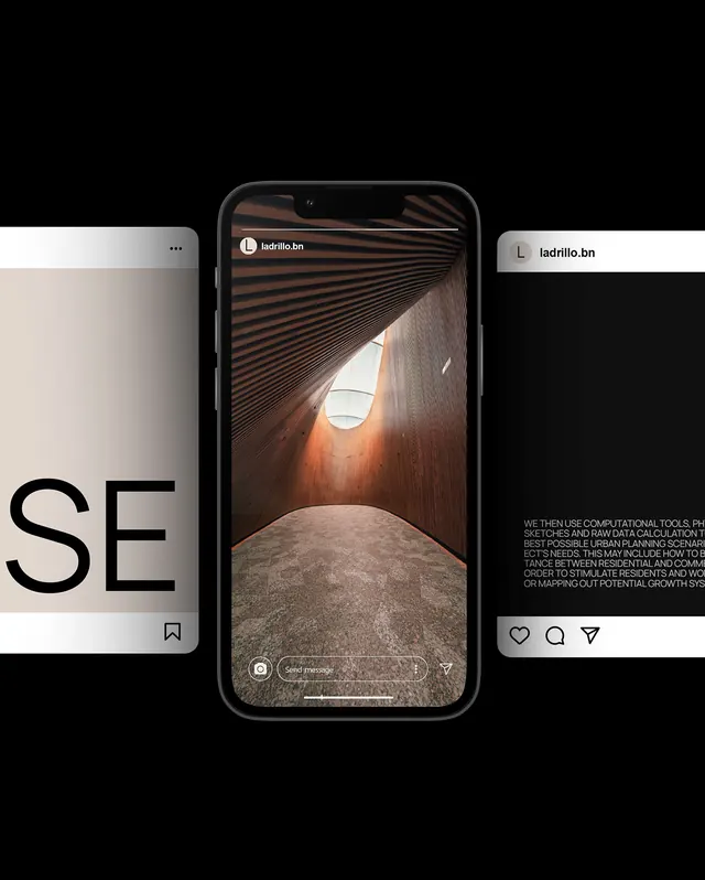 Smartphone UI Mockup with Tunnel Photography, minimal, dark-mode, dark