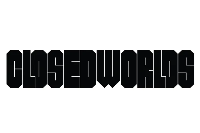 CLOSEDWORLDS Wordmark, minimal, brutalist, monochrome