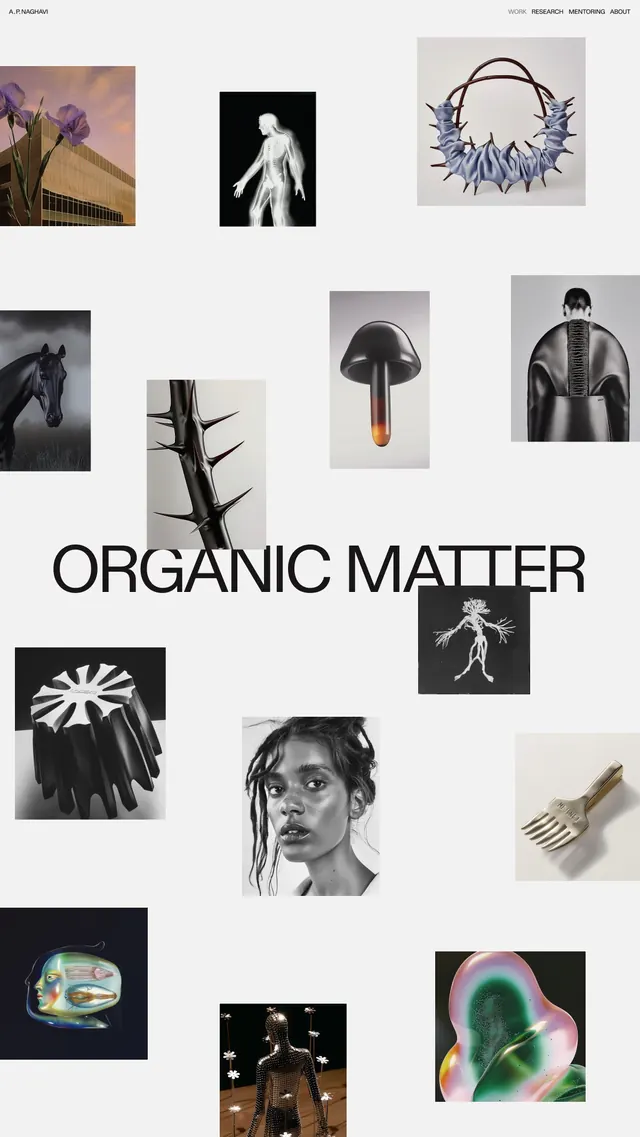 Organic Matter Design Reference Board, minimal, brutalist, monochrome