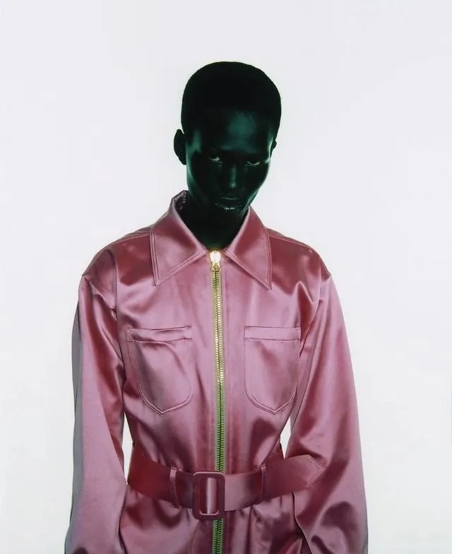 Futuristic Pink Metallic Jacket Mockup, luxury, photographic, vibrant
