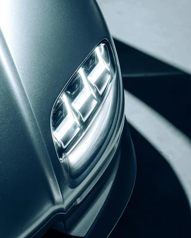 Close-up of Automotive Headlight, photographic, technical, cool
