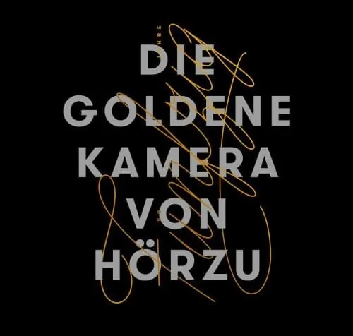 Die Goldene Kamera von Hörzu Wordmark, minimal, dark-mode, dark