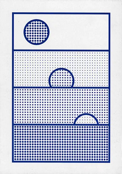 Geometric Dot Grid Composition, minimal, swiss, monochrome