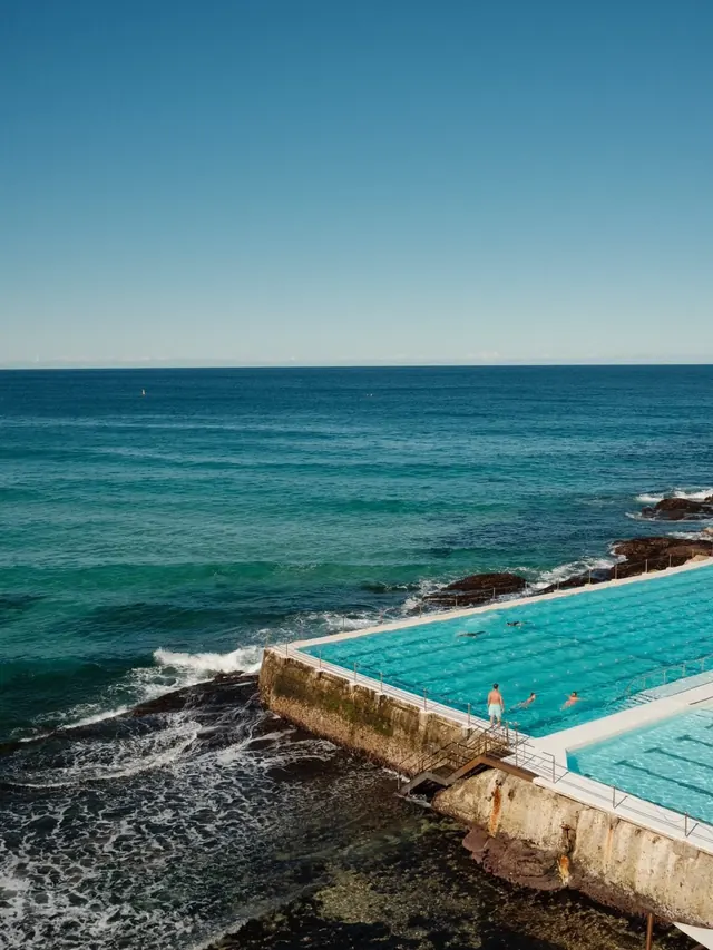 Coastal Pool and Ocean View, photographic, minimal, vibrant