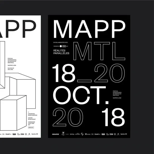 MAPP MTL Event Poster Design, minimal, swiss, high-contrast