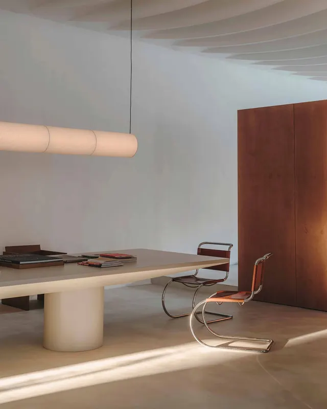 Minimalist Interior Design with Cylindrical Lighting, minimal, luxury, muted