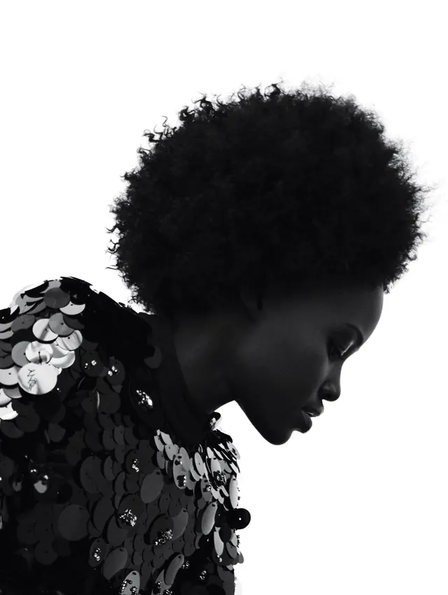 Monochrome Portrait of a Person with Afro Hair, monochrome, photographic, monochrome