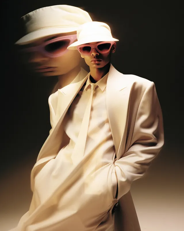 Double Exposure Fashion Portrait, luxury, photographic, high-contrast