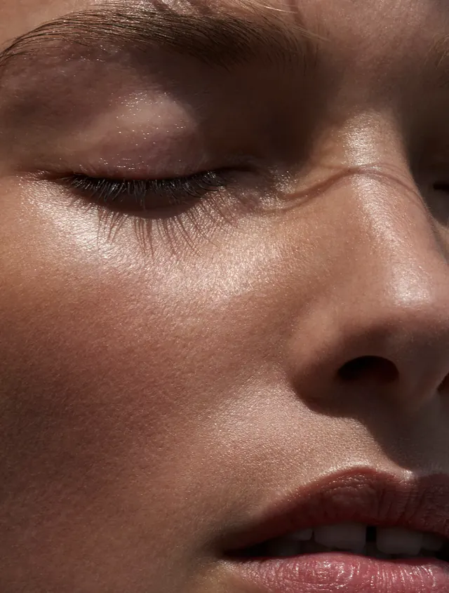 Close-up Portrait of a Person's Face, photographic, luxury, warm
