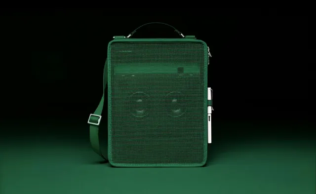 Green Textured Speaker Mockup, minimal, technical, dark