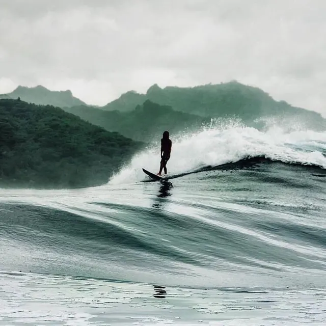 Surfer on a Wave, minimal, photographic, monochrome
