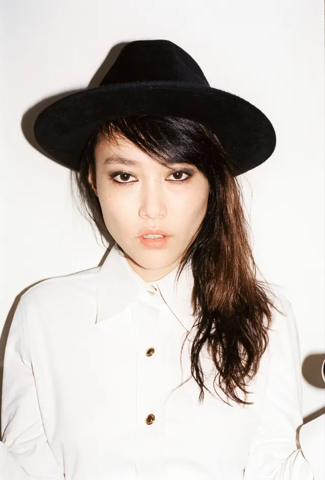 Portrait of a Woman in a Black Hat, photographic, minimal, monochrome
