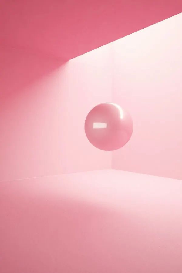 Pink Sphere in Minimalist Room, minimal, 3d-render, pastel