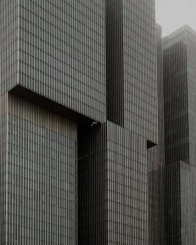 Modernist Architecture Facade, minimal, geometric, monochrome