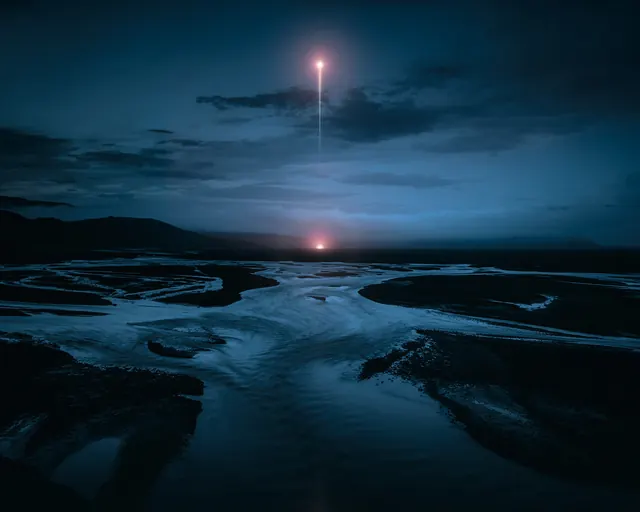 Arctic Aurora Landscape, photographic, minimal, dark