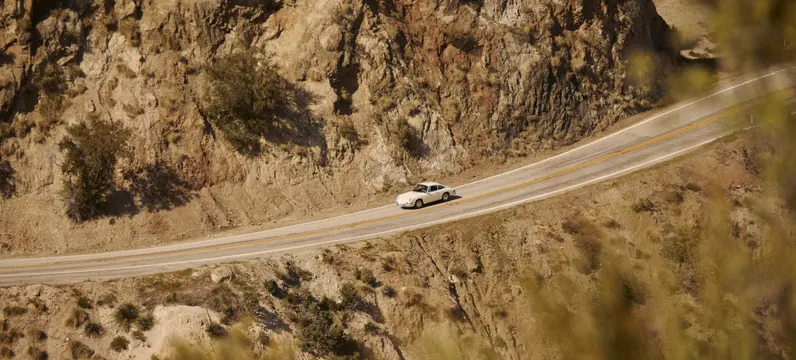 Car on Desert Road, photographic, organic, earthy