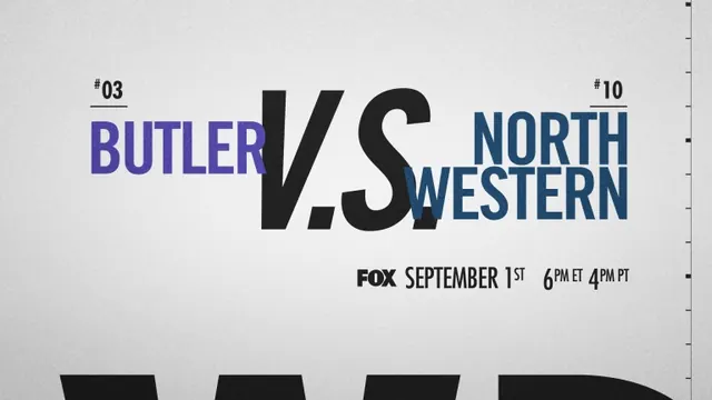Butler vs Northwestern Sports Graphic, minimal, swiss, high-contrast