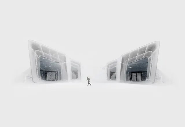 Abstract Architectural 3D Render, minimal, geometric, light