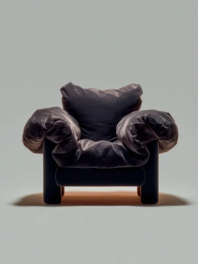 Black Velvet Armchair, minimal, luxury, dark