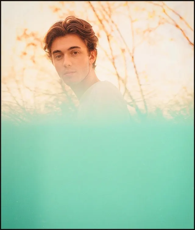 Portrait with Teal Overlay, photographic, minimal, warm