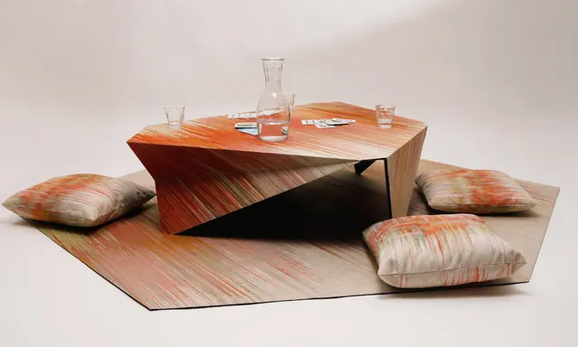 3D Render of a Wooden Table with Glassware, minimal, 3d-render, warm