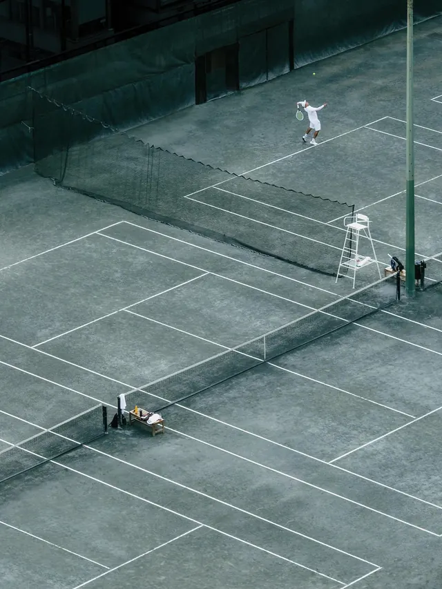 Aerial View of Badminton Court, photographic, minimal, cool