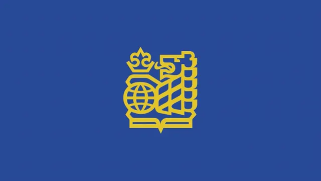 Royal Mail Logo on Blue Background, flat, corporate-clean, high-contrast