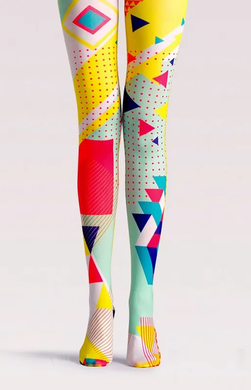Abstract Geometric Patterned Leggings, playful, maximalist, vibrant