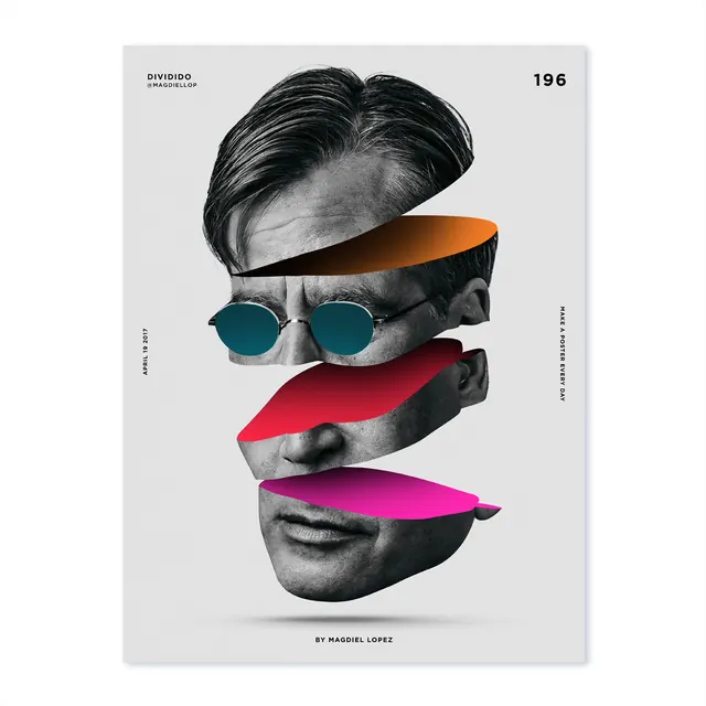 Abstract Head Collage with Gradient Layers, minimal, editorial, high-contrast