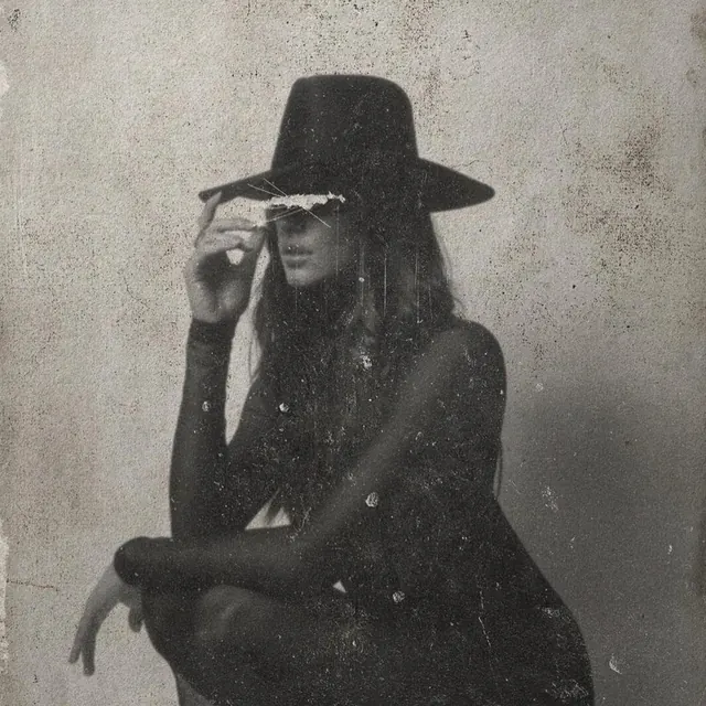 Monochrome Portrait of a Person in a Hat, monochrome, photographic, monochrome