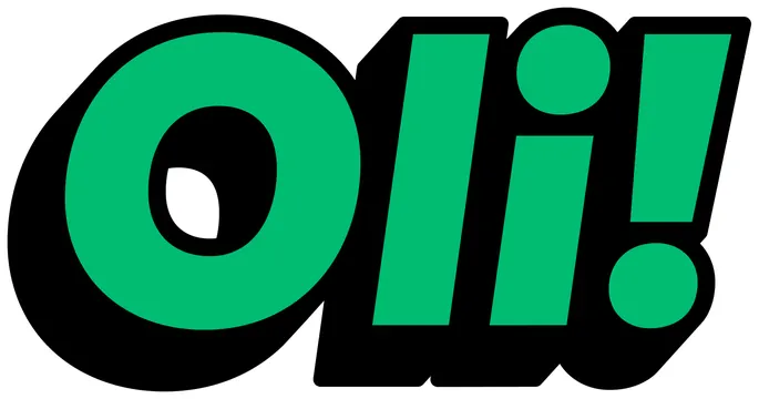 Oli! Wordmark, flat, geometric, vibrant