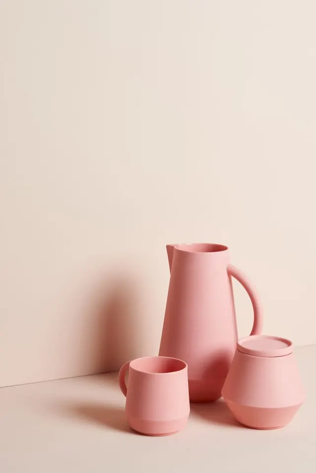 Pink Ceramic Drinkware Mockup, minimal, photographic, pastel