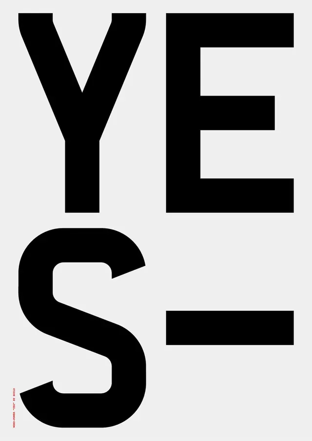 YES- Wordmark, minimal, brutalist, high-contrast